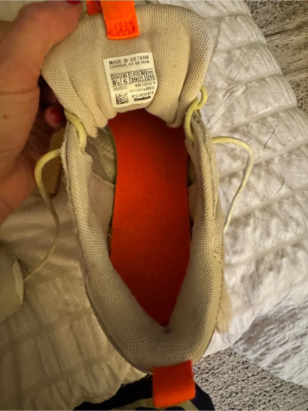 Reebok Beige Athletic Sneakers with Orange and Yellow Accents - hardly worn!